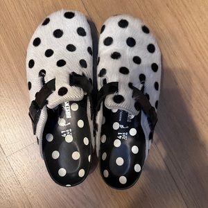 Manolo Blahnik x Birkenstock Size 41 Boston fur polka dot slide